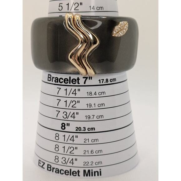 Alexis Bittar Large Grey Kiss Hinge Rhinestone Bangle Bracelet Size 6.75" - Picture 5 of 5